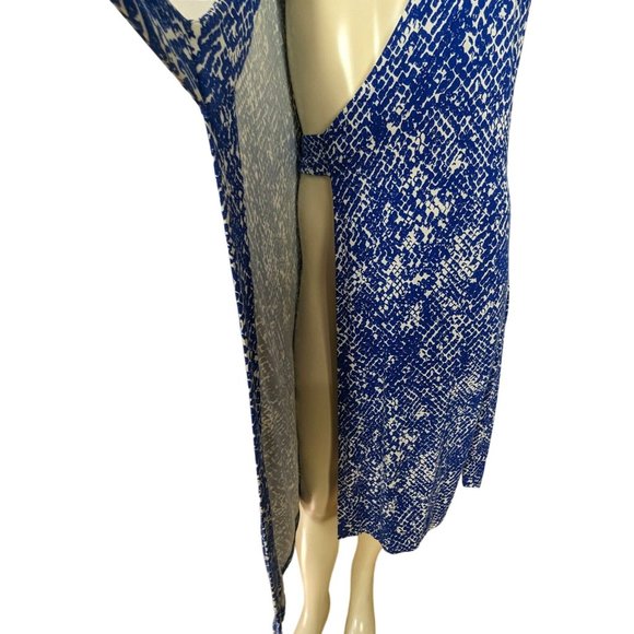 DVF Diane Von Furstenberg sleeveless blue white wrap yahzi short dress sz‎ S - Picture 6 of 12